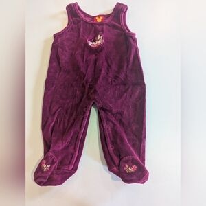 Vintage Burgundy Velvet Overalls Minnie Mouse Disney 6-9 months Snaps Footed